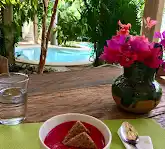 Organic breakfast by the pool