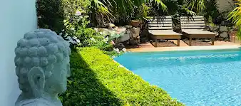 Pool and shaded courtyard